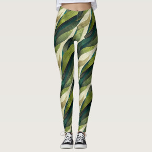 Minimale grüne Oliven-Abstrakt-Dekorationsmuster Leggings