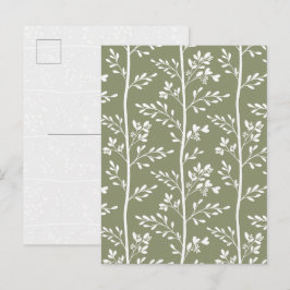 Minimale grüne Oliven-Blumen-Silhouette-Streifen-K Postkarte