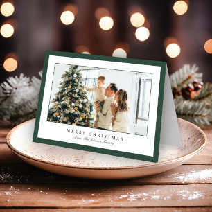 Minimale grüne Umrandung Foto Elegantes Weihnachte Feiertagskarte