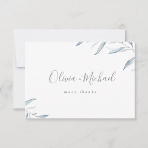 Minimale Grünhochzeit des staubigen blauen Dankeskarte