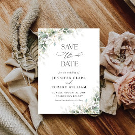 Minimale Grünpflanzen-Hochzeit Save The Date