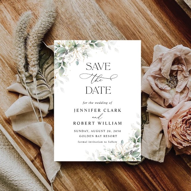 Minimale Grünpflanzen-Hochzeit Save The Date (Von Creator hochgeladen)