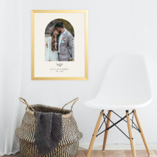 Minimale Grünpflanzen-Hochzeitsfamilie Fotodruck
