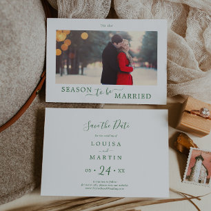 Minimale Grünsaison Save the Date Verheiratet Feiertagskarte