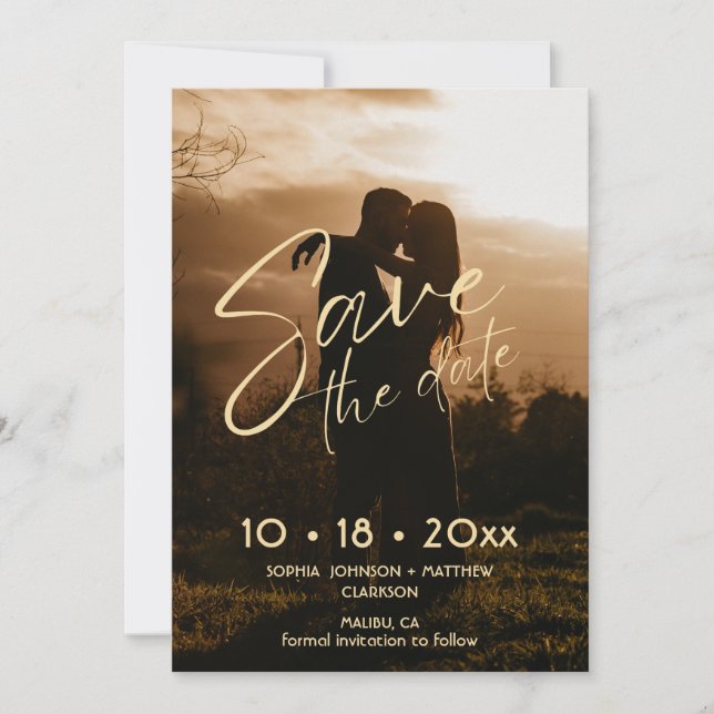 Minimale handgezeichnete Hochzeit - Termin merken Save The Date (Vorderseite)