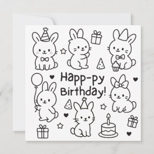 Minimale Hasen-Doodle-Geburtstagskarte Karte