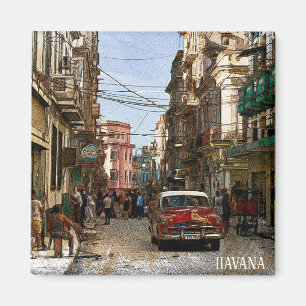 Minimale Havana Kuba Vintage Retro Stadt Magnet