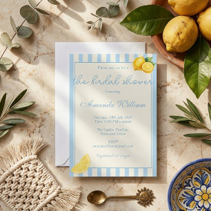 Minimale hellblaue Streifen Lemon Bridal Shower Einladung