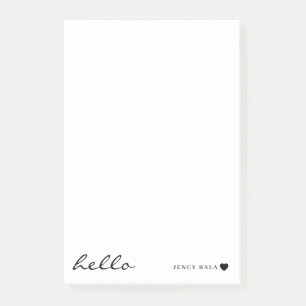 Minimale Hello-White-Heart-Gestaltung Post-it Klebezettel