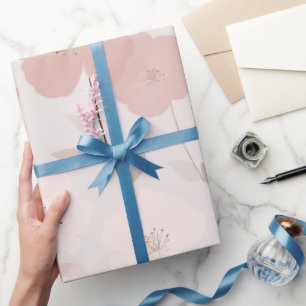 Minimale hellrosa Blume weißes Blumenmuster Geschenkpapier