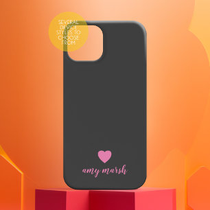 Minimale Herz-Monogramm kann schwarz rosa bearbeit iPhone 16 Pro Hülle