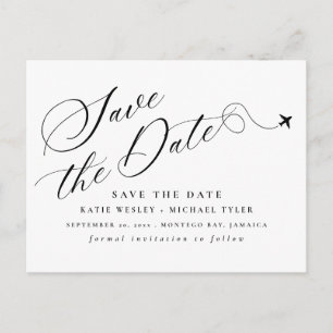 Minimale Hochzeit in Urlaubsort Save the Date Ankündigungspostkarte