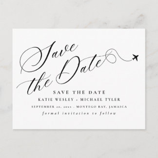 Minimale Hochzeit in Urlaubsort Save the Date Ankündigungspostkarte