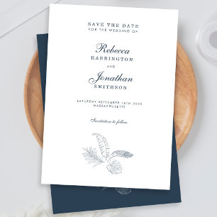 Minimale Hochzeit mit tropischem Leaf retten das D Einladung
