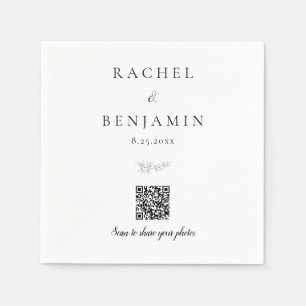 Minimale Hochzeit QR-Code Foto-Sharing Elegant Serviette