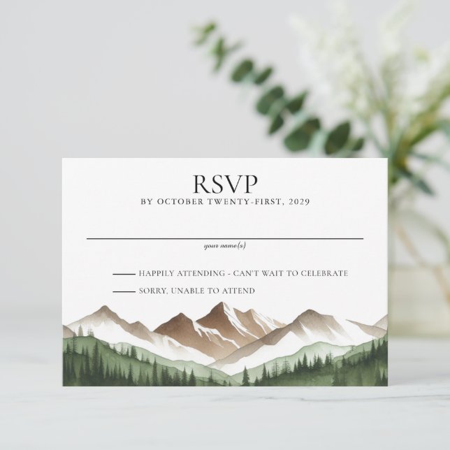 Minimale Hochzeit RSVP Karte (Stehend Vorderseite)