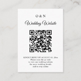 Minimale Hochzeit Schwarz-Weiß-QR-Code-RSVP Begleitkarte