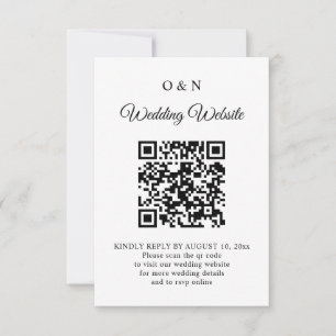Minimale Hochzeit Schwarz-Weiß-QR-Code-RSVP RSVP Karte