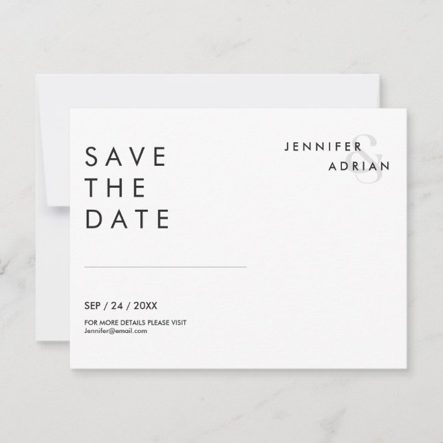 Minimale Hochzeit Speichern Sie die Datumskarten (Vorderseite)