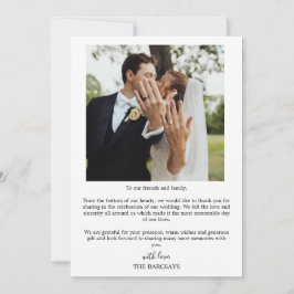 Minimale Hochzeits-Dankeskarten | Herz & Foto Dankeskarte