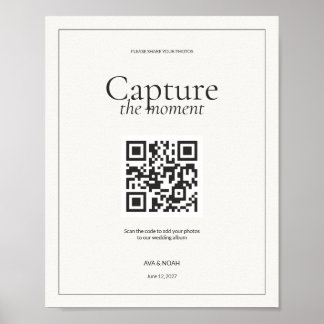 Minimale Hochzeits-QR-Code-Beschilderung, Scannen Poster
