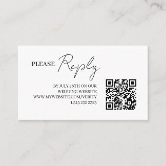 Minimale Hochzeits-RSVP- und QR-Code-Beilage Begleitkarte