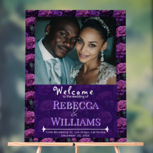 Minimale Hochzeitsbegrüßung mit purpurner Nelke Acrylschild