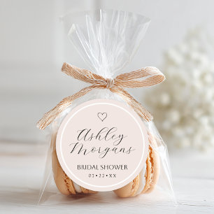 Minimale Hochzeitsdusche Favor Sticker Blush Sch