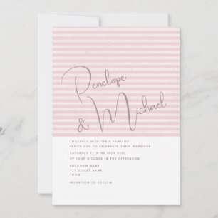 Minimale Hochzeitseinladung mit rosa Streifen Einladung