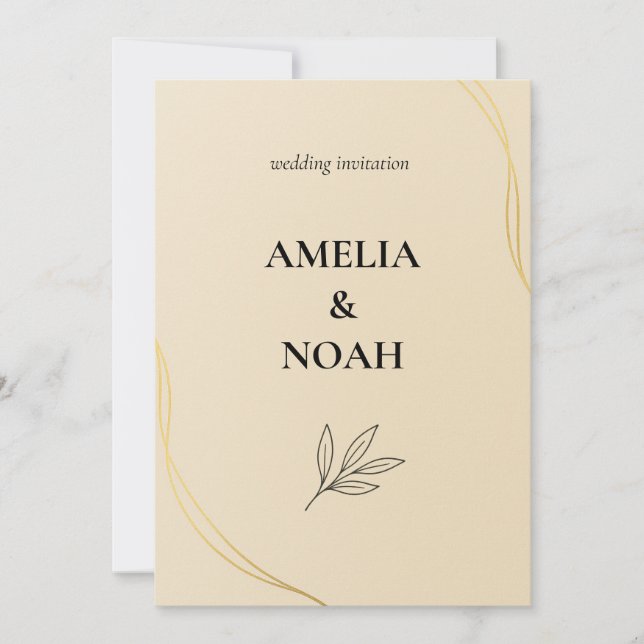 Minimale Hochzeitseinladung Vorlage – Elegant  (Vorderseite)