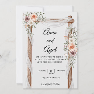 Minimale Hochzeitseinladungsvorlage | Klassischer  Feiertagskarte
