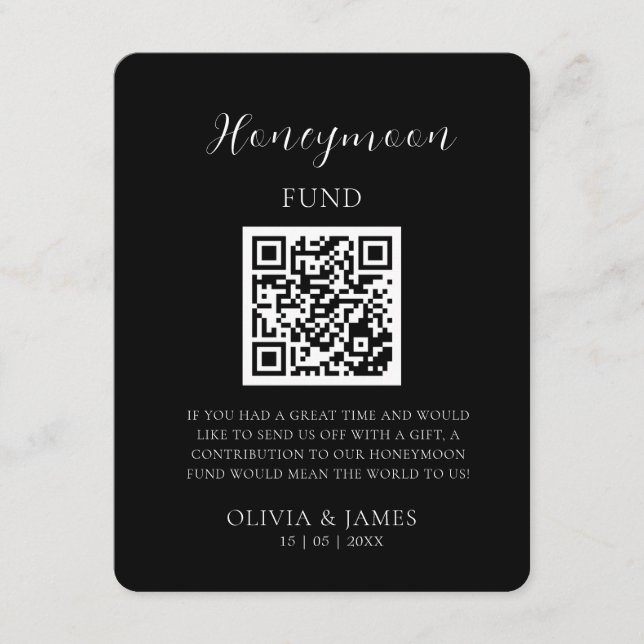 Minimale Hochzeitsgeschenk-Spenden-Request-QR-Code Begleitkarte (Vorderseite)