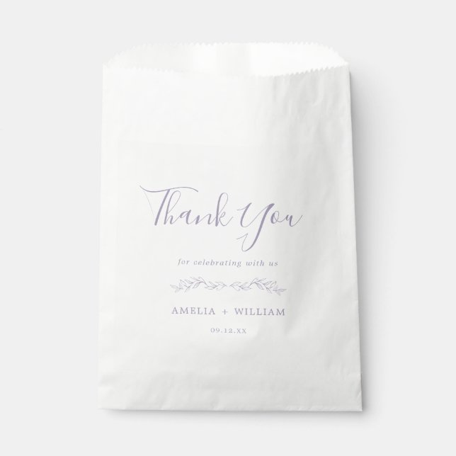 Minimale Hochzeitsgunst-Tasche mit Blatt-Monogramm Geschenktütchen (Vorderseite)