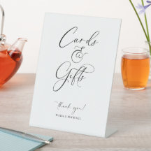 Minimale Hochzeitskarten und Geschenke Tischschild