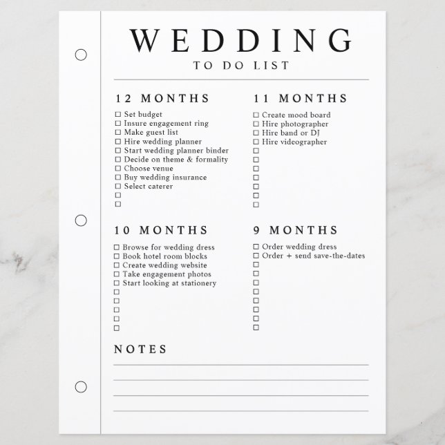Minimale Hochzeitsplanerin 12 - 5 Monate Ringbuchs (Vorderseite)