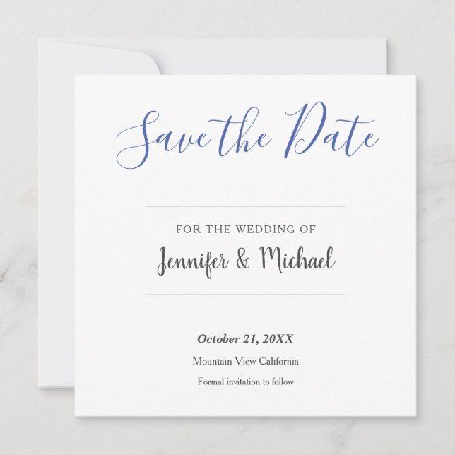 Minimale Hochzeitsprofis Save The Date (Vorderseite)