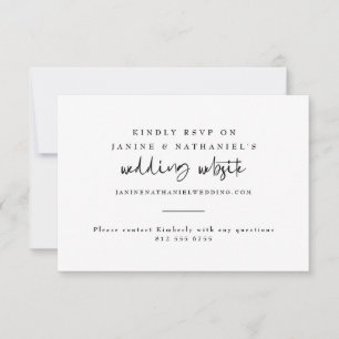 Minimale Hochzeitswebsite-Kalligrafie RSVP Karte