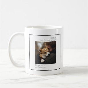 Minimale Hunde-Foto Valentinstag Schwarz und Weiß Kaffeetasse