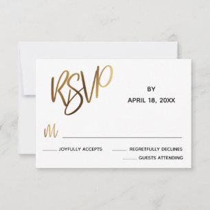 Minimale Imitate Gold Typografy Wedding RSVP Card Karte