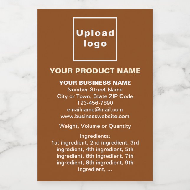 Minimale Informationen über das braune Portrait Lebensmitteletikett (Einzelnes Label)