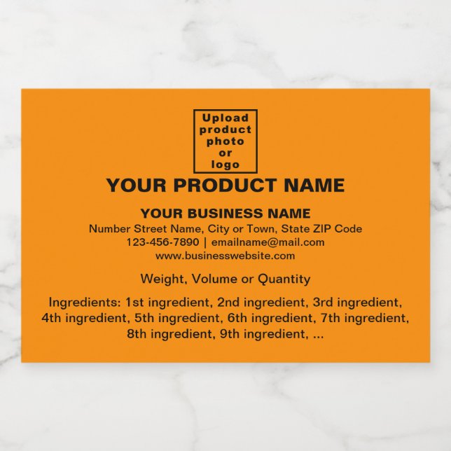 Minimale Informationen über Orange Rectangle Lebensmitteletikett (Einzelnes Label)