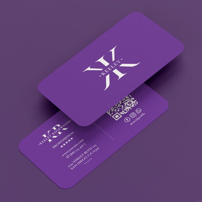 Minimale Initial Monogram Beruflich Royal Lila Visitenkarte (Minimal Initial Monogram Professional Royal Purple Business Card
)