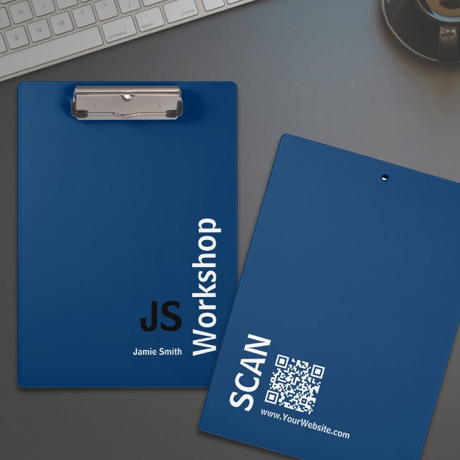 Minimale Initials Black Blue White Workshop Klemmbrett (Minimal Initials Black Blue White Workshop Clipboard)