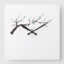 Minimale japanische Baumzweig-Wanduhr