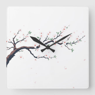 Minimale japanische Baumzweige Quadratische Wanduhr