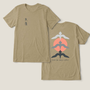 Minimale japanische Fischadler-Ukiyo-e-Olivgrün Tri-Blend Shirt