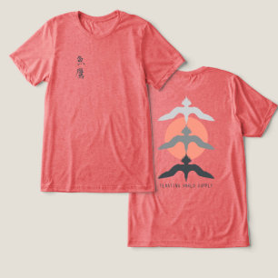 Minimale japanische Fischadler-Ukiyo-e-Style-Rot Tri-Blend Shirt