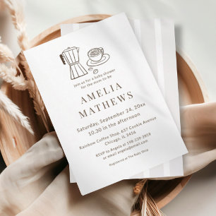 Minimale Kaffee-Themen-Baby-Party Einladung