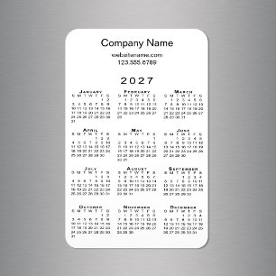Minimale Kalender-Firmenname-Info 2027 Weiß Magnet
