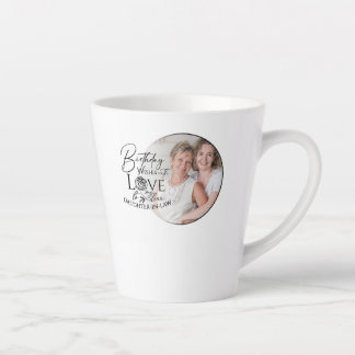 Minimale Kalligrafie-Foto-Geburtstag-Schwiegertoch Milchtasse